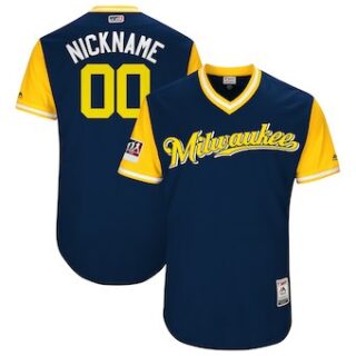 Men's Milwaukee Brewers Majestic Navy 2017 Players Weekend Authentic Team Jersey