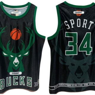 Men's Milwaukee Bucks #34 Giannis Antetokounmpo Black Print Basketball Jersey