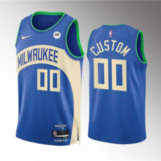 Men's Milwaukee Bucks Active Player Custom 2023 24 Blue City Edition Stitched Basketball Jersey