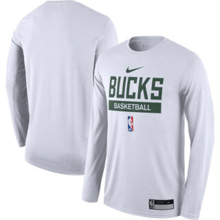 Men's Milwaukee Bucks White 2022 23 Legend On-Court Practice Performance Long Sleeve T-Shirt