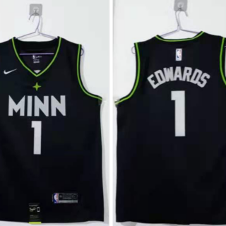 Men's Minnesota Timberwolves #1 Anthony Edwards Black 2021 Nike City Edition Swingman Stitched NBA Jersey