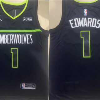 Men's Minnesota Timberwolves #1 Anthony Edwards Black Stitched Jersey