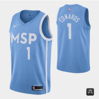 Men's Minnesota Timberwolves #1 Anthony Edwards Blue Stitched Jersey