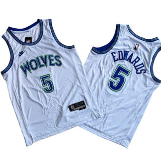 Men's Minnesota Timberwolves #5 Anthony Edwards White City Edition Stitched Jersey