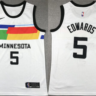 Men's Minnesota Timberwolves #5 Anthony Edwards White City Edition Stitched Jersey