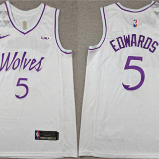 Men's Minnesota Timberwolves #5 Anthony Edwards White Stitched Jersey