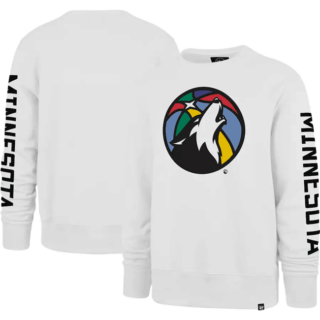 Men's Minnesota Timberwolves '47 White 2022 23 City Edition Two-Peat Headline Pullover Sweatshirt