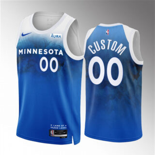 Men's Minnesota Timberwolves Active Player Custom Blue 2023 24 City Edition Stitched Jersey