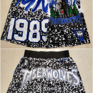 Men's Minnesota Timberwolves Black Mitchell & Ness Shorts (Run Small)