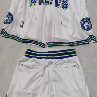 Men's Minnesota Timberwolves White Shorts (Run Small)