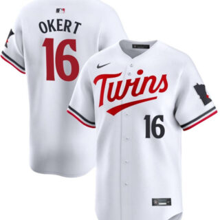 Men's Minnesota Twins #16 Steven Okert White 2024 Home Limited Cool Base Stitched Baseball Jersey