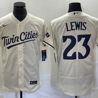 Men's Minnesota Twins #23 Royce Lewis Cream Flex Base Stitched Baseball Jersey