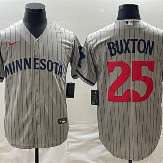 Men's Minnesota Twins #25 Byron Buxton Grey Cool Base Stitched Jerseys