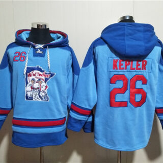 Men's Minnesota Twins #26 Max Kepler Blue Ageless Must-Have Lace-Up Pullover Hoodie