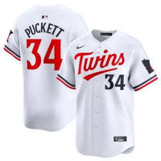 Men's Minnesota Twins #34 Kirby Puckett White 2024 Home Limited Cool Base Stitched Baseball Jersey