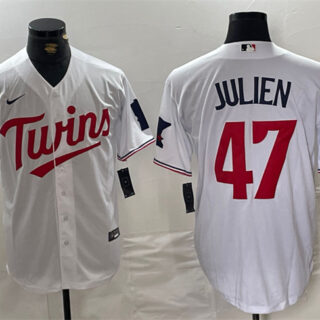 Men's Minnesota Twins #47 Edouard Julien White Cool Base Stitched Jerseys