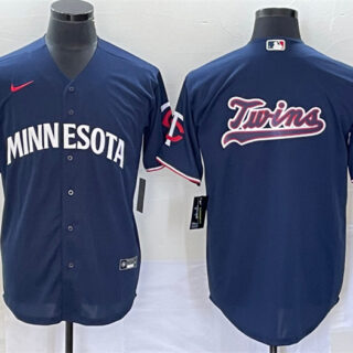 Men's Minnesota Twins With Name In Back Navy Cool Base Stitched Jersey
