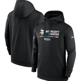 Men's Minnesota Vikings 2022 Black Crucial Catch Therma Performance Pullover Hoodie