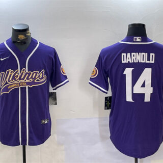 Men's Minnesota Vikings #14 Sam Darnold Purple Cool Base Stitched Baseball Jersey