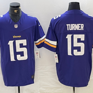 Men's Minnesota Vikings #15 Dallas Turner Blue 2024 Draft Vapor Untouchable Limited Stitched Jersey