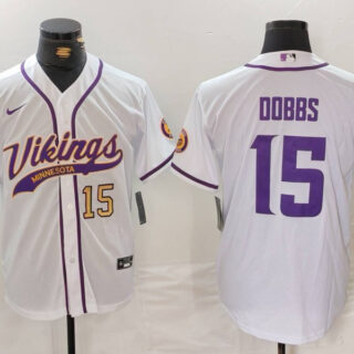 Men's Minnesota Vikings #15 Joshua Dobbs White Cool Base Stitched Baseball Jerseys