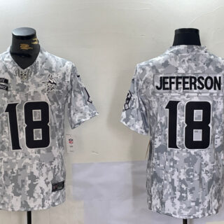 Men's Minnesota Vikings #18 Justin Jefferson 2024 F.U.S.E Arctic Camo Salute To Service Limited Stitched Football Jersey