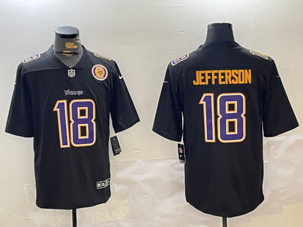 Men's Minnesota Vikings #18 Justin Jefferson Black Vapor Untouchable Limited Stitched Jerseys