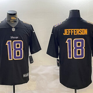 Men's Minnesota Vikings #18 Justin Jefferson Black Vapor Untouchable Limited Stitched Jersey