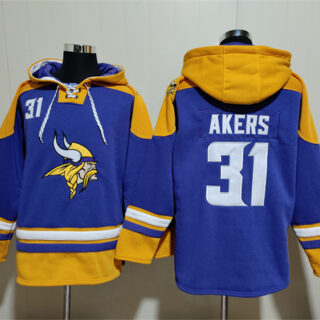 Men's Minnesota Vikings #31 Cam Akers Purple Yellow Ageless Must-Have Lace-Up Pullover Hoodie