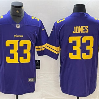 Men's Minnesota Vikings #33 Aaron Jones Purple Gold Vapor Untouchable Limited Stitched Jersey
