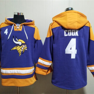 Men's Minnesota Vikings #4 Dalvin Cook Purple Yellow Ageless Must-Have Lace-Up Pullover Hoodie