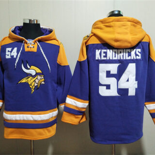 Men's Minnesota Vikings #54 Eric Kendricks Purple Yellow Ageless Must-Have Lace-Up Pullover Hoodie