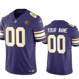 Men's Minnesota Vikings Active Player Custom Purple 2023 F.U.S.E. Throwback With John Madden Patch Vapor Limited Stitched Football Jersey