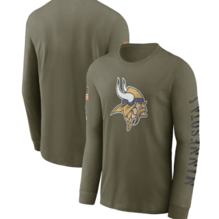 Men's Minnesota Vikings Olive 2022 Salute To Service Long Sleeve T-Shirt
