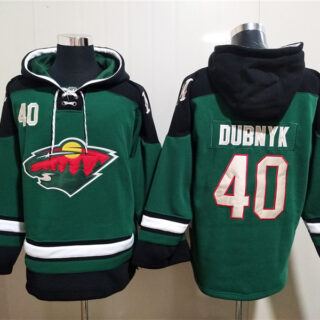 Men's Minnesota Wild #40 Devan Dubnyk Green Ageless Must-Have Lace-Up Pullover Hoodie