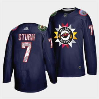 Men's Minnesota Wild #7 Nico Sturm 2021 22 Navy Native American Heritage Day Stitched Jersey