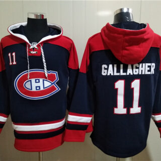 Men's Montreal Canadiens #11 Brendan Gallagher Navy Ageless Must-Have Lace-Up Pullover Hoodie