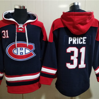 Men's Montreal Canadiens #31 Carey Price Navy Ageless Must-Have Lace-Up Pullover Hoodie