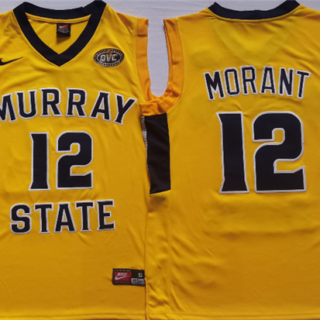 Men's Murray State Racers #12 Ja Morant Yellow Stitched Jersey