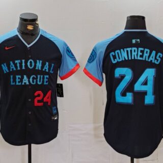 Men's National League #24 William Contreras Navy 2024 All-Star Limited Stitched Baseball Jerseys