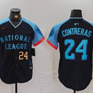 Men's National League #24 William Contreras Navy 2024 All-Star Limited Stitched Baseball Jerseys