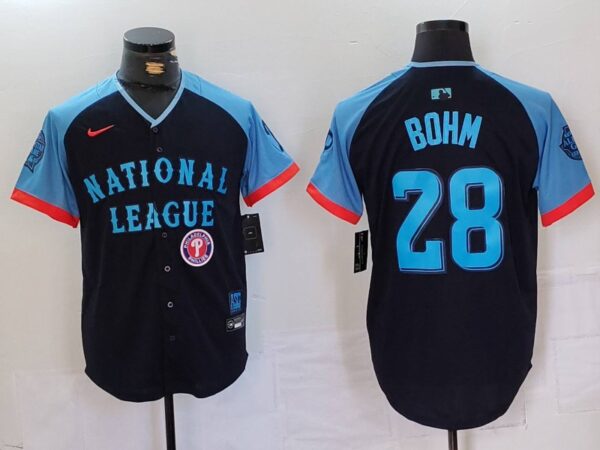 Men's National League #28 Alec Bohm Navy 2024 All-Star Limited Stitched Baseball Jerseys
