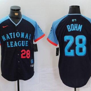Men's National League #28 Alec Bohm Navy 2024 All-Star Limited Stitched Baseball Jerseys