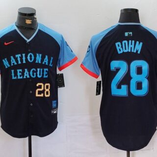 Men's National League #28 Alec Bohm Navy 2024 All-Star Limited Stitched Baseball Jerseys