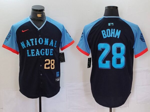 Men's National League #28 Alec Bohm Navy 2024 All-Star Limited Stitched Baseball Jerseys