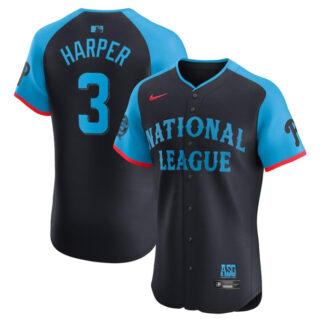 Men's National League #3 Bryce Harper Navy 2024 All-Star Elite Stitched Baseball Jersey