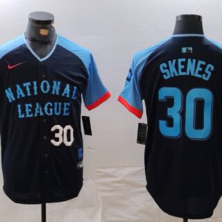 Men's National League #30 Paul Skenes Navy 2024 All-Star Limited Stitched Baseball Jerseys