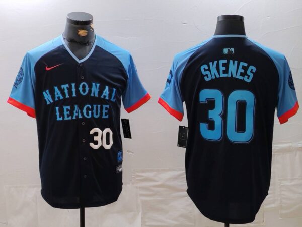 Men's National League #30 Paul Skenes Navy 2024 All-Star Limited Stitched Baseball Jerseys