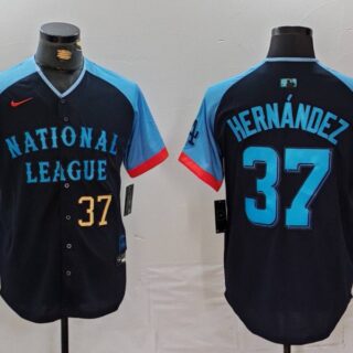 Men's National League #37 Teoscar Hernandez Navy 2024 All-Star Limited Stitched Baseball Jerseys