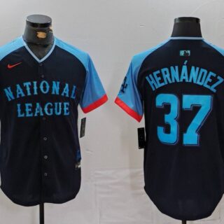 Men's National League #37 Teoscar Hernandez Navy 2024 All-Star Limited Stitched Baseball Jersey